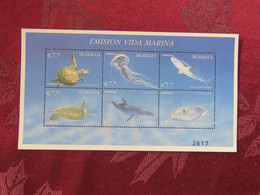 Nicaragua 1998 Mint (MNH) Stamps - Sheet Of 6 - Marine Life - Turtle - Shark - Dolphin - Jellyfish - Nicaragua