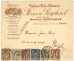 PROMO 20 Novembre 1897 Affranchissement Sage Multicolor Sur Enveloppe Illustrée Maison Raphael De Nimes Vers Brest - 1877-1920: Semi Modern Period