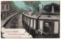 65 - B57148CPA - TARBES - Je Pars De Tarbes - Train - Bon état - HAUTES-PYRENEES - Tarbes