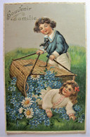 ENFANTS - Souvenir D'amitié (carte Gaufrée) - 1908 - Escenas & Paisajes