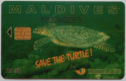 Maldives Chip Card Rf.30, 90MLDGIA " Save The Turtle " - Maldivas