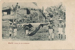 Pioneer Spanish Card Manila Litera De Los Indigenas Hammock Tarjeta Postal Some Paper Stuck At The Back - Philippines