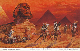 Art Color Card Sand Storm Near Great Sphinx Camels Tempete Sable Signed Friedrich Perlberg Munc Aegypten No 33 Serie 795 - Aswan