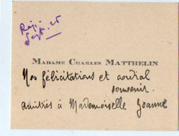 VP19.764 - 1926 - CDV - Carte De Visite - Mme Charles MATTHELIN - Visiting Cards