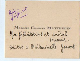 VP19.764 - 1926 - CDV - Carte De Visite - Mme Charles MATTHELIN - Cartes De Visite