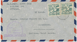 CURACAO - NIEDERLÄNDISCHE ANTILLEN 1938 Merkur 20C (2x) Selt. MeF A. Sehr Selt. Kab.-Erstflug Mt KLM "CURACAO - SURINAM" - Antilles