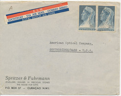 CURACAO - NIEDERLÄNDISCHE ANTILLEN 1938, Königin Wilhelmina 15 C (Paar) Als Selt. MeF A. Pra.-Lupo-Bf M. Selt. KLM-Label - West Indies