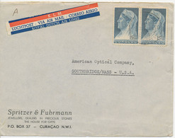 CURACAO - NIEDERLÄNDISCHE ANTILLEN 1938, Königin Wilhelmina 15 C (Paar) Als Selt. MeF A. Pra.-Lupo-Bf M. Selt. KLM-Label - Antilles