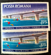 Romania 1972 # Mi 3031- 3033 Danube Bridges, Printed With Multiple Errors, Color ,offset Printing - Variétés Et Curiosités