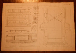 Plan De L'écluse De Barrage De Dunkerque Et Portes Busquées. 1875 - Travaux Publics