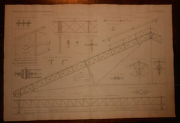 Plan De La Charpente En Fer De La Gare Centrale De Naples. 1875 - Obras Públicas