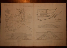 Plan Du Port Et Bassin De Radoub De Suez En Egypte. Chemin De Fer Du Caire à Suez. Port Ibrahim.1875 - Public Works