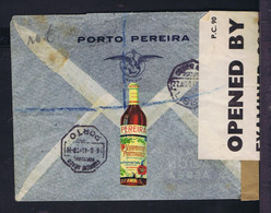 Sp8936 PORTUGAL "PORTO PEREIRA Wines" Censored Publicitary Cover Boissons Drinks Guimarâes Castles Mailed 1941 Ww2 - Vins & Alcools