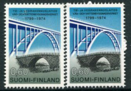 FINLAND 1974 Roads And Waterways On Both Papers MNH  / **.  Michel 759x+y - Ungebraucht