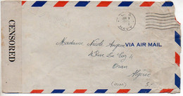Lettre De 1945 Du Casablanca à New-York - Bande De Censure Signée Du Lieutenant De Vaisseau - Scheepspost