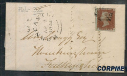 UK -1844 1d RED-BROWN - MALTESE CROSS Cancel - From HORNCASTLE To FOLKINGHAM - Reception At Back - - Covers & Documents