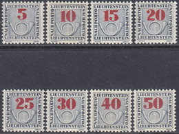 Liechtenstein - 1940 - Postage Due: Posthorn - Mi P 21-28 ** MNH - Impuesto