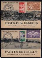 FRANCE - Salon De La Philatélie - Foire De Paris - 12 Octobre 1942. Les 2 Cartes. - Expositions Philatéliques
