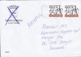 Sweden TRANÅS KOMMUN Cachet (Erased) POSTEN Cover Brief DRAGØR Denmark 2x Slöjden 2-Sided Perf. Stamps - Brieven En Documenten