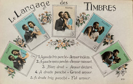 Langage - Langage Des Timbres - Stamp Stamps - Cpa Fantaisie - Timbres (représentations)