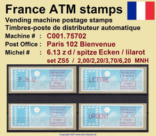 France ATM Stamps C001.75702 Michel 6.13 Zd Series ZS5 Neuf / MNH / Crouzet LSA Distributeurs Automatenmarken Frama Lisa - 1985 « Carrier » Paper