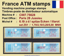 France ATM Stamps C007.75628 Michel 6.19 Zd Series ZS1 MNH / Crouzet LSA Distributeurs Automatenmarken Frama Lisa - 1985 Papel « Carrier »