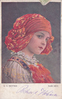 Llustrateur Tchéque C.V MUTICH - Portrait Jeune Fille - COSTUME -FOLKLORE - Muttich, C.V.