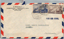 ESPAÑA TANGER A USA MAT HEXAGONAL CORREO AEREO 1948 - Marruecos Español