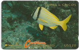 Turks & Caicos - C&W (GPT) - Porkfish - 7CTCC - 1995, 20$, 20.000ex, Used - Turks & Caicos (Islands)