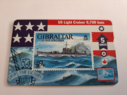 GIBRALTAR  LANDYS & GYR  5 UNITS MINT USS PHILADELPHIA  608 L ,STAMP ON CARD   **9689 ** - Gibilterra