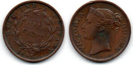 British India 1/2 Cent 1845 Victoria TB - Colonies