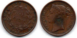 British India 1/2 Cent 1845 Victoria TB - Colonie