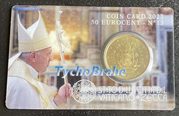 COIN CARD (50 Cent) VATICANO 2022 STEMMA FRANCESCO Coincard COAT OF ARMS POPE FRANCIS Bu Vatican VATIKAN New Design N°13 - Vaticano (Ciudad Del)