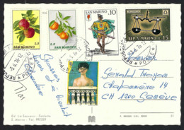 SAINT-MARIN 1956: CP Ill. Pour Chambésy (GE, Suisse) Affr. De 12L - Covers & Documents