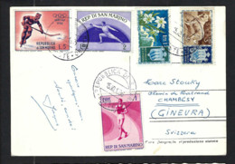 SAINT-MARIN 1956: CP Ill. Pour Chambésy (GE, Suisse) Affr. De 12L - Cartas & Documentos