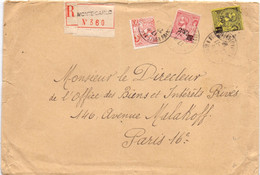 Monaco Lettre Recommandée De Monte Carlo Pour Paris - Lettres & Documents