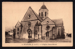 (RECTO / VERSO) ETAPLES EN 1957 - N° 4 - L' EGLISE SAINT MICHEL - BELLE FLAMME - FORMAT CPA - Etaples