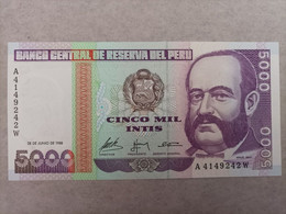 Billete De Perú De 5000 Intis, Año 1988, UNC - Pérou