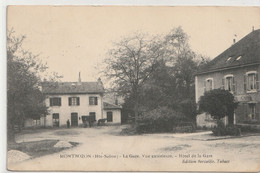 Montbozon La Gare Vue Extérieure Et Hôtel De La Gare Cliché Peu Courant Edition Bercaille ,tabacs - Montbozon