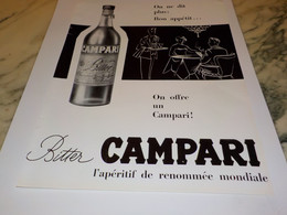 ANCIENNE PUBLICITE APERITIF BITTER CAMPARI 1954 - Alcools