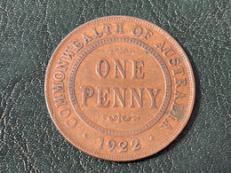 1922 Australia One Penny 1d Coin, Fine/VF Condition - Penny