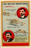 Image Série Les Belles Inventions L'Aviation (4) The Plane Monoplan Antoinette Biplan Farman Aviateur ... N°38 Dos Blanc - Autres & Non Classés