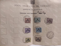 Italy Vatican UFFICIO FILATELICO Emissione Serie Francobolli Sede Vacante 1939. 7 Stamps Poste Vaticane. - Brieven En Documenten