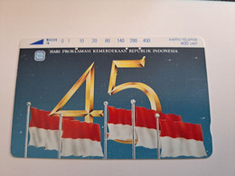 INDONESIA MAGNETIC/TAMURA  400  UNITS /   HARI PROLAMASI KEMERDEKAAN REP INDONESIA     MAGNETIC   CARD    **9798** - Indonésie