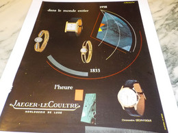 ANCIENNE PUBLICITE DANS LE MONDE ENTIER JAEGER LE COULTRE 1958 - Clocks