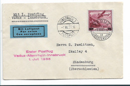 Lie106 / LIECHTENSTEIN - Erster Postflug Vaduz - Innsbruck 1935 - Cartas & Documentos