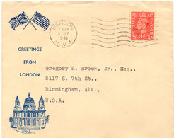 GB 1941, Georg VI 1d Matt Red Single Postage Onvery Fine  Rare Ill. Patriotic VICTORY-Cover (Greetings From London With - Briefe U. Dokumente