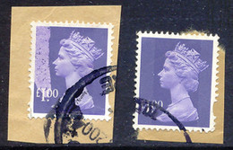 GB 1995, Machin 1 British Pound Bluish Violet, Very Fine Used On Piece, MAJOR VARIETY: During The Printing Process Part - Variétés, Erreurs & Curiosités