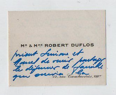 VP19.788 - PARIS 1924 - CDV - Carte De Visite -  Mr & Mme Robert DUFLOS - Visiting Cards