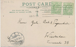GB 1908, King Edward 1/2d Yellow-green (2x) On Very Fine Postcard With Machine Cancel "LONDON.W.C", VARIETY: Both Stamps - Variétés, Erreurs & Curiosités